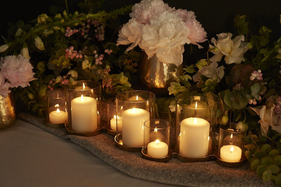 Elegant Gold/Glass Enlighten Candleholder Rentals | Floral Fixx Weddings | Winnipeg