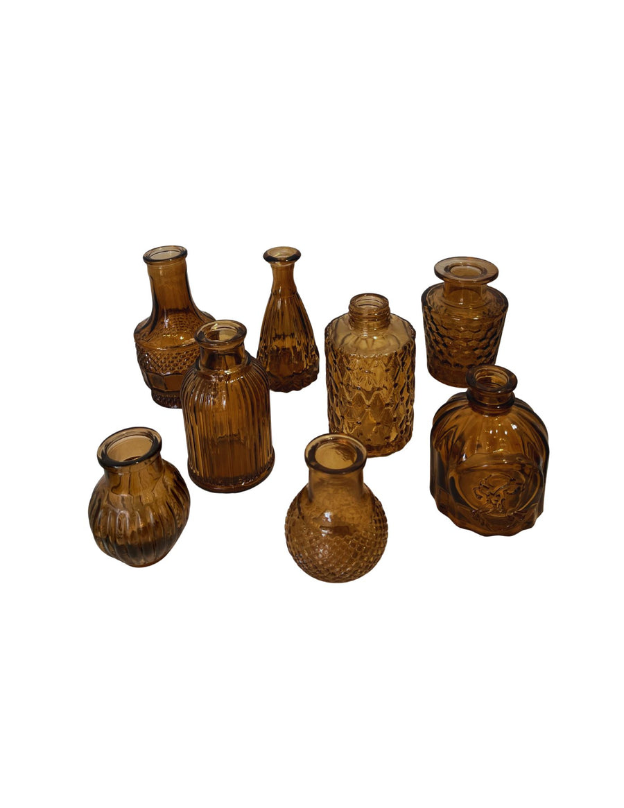 Mixed Amber Bud Vases