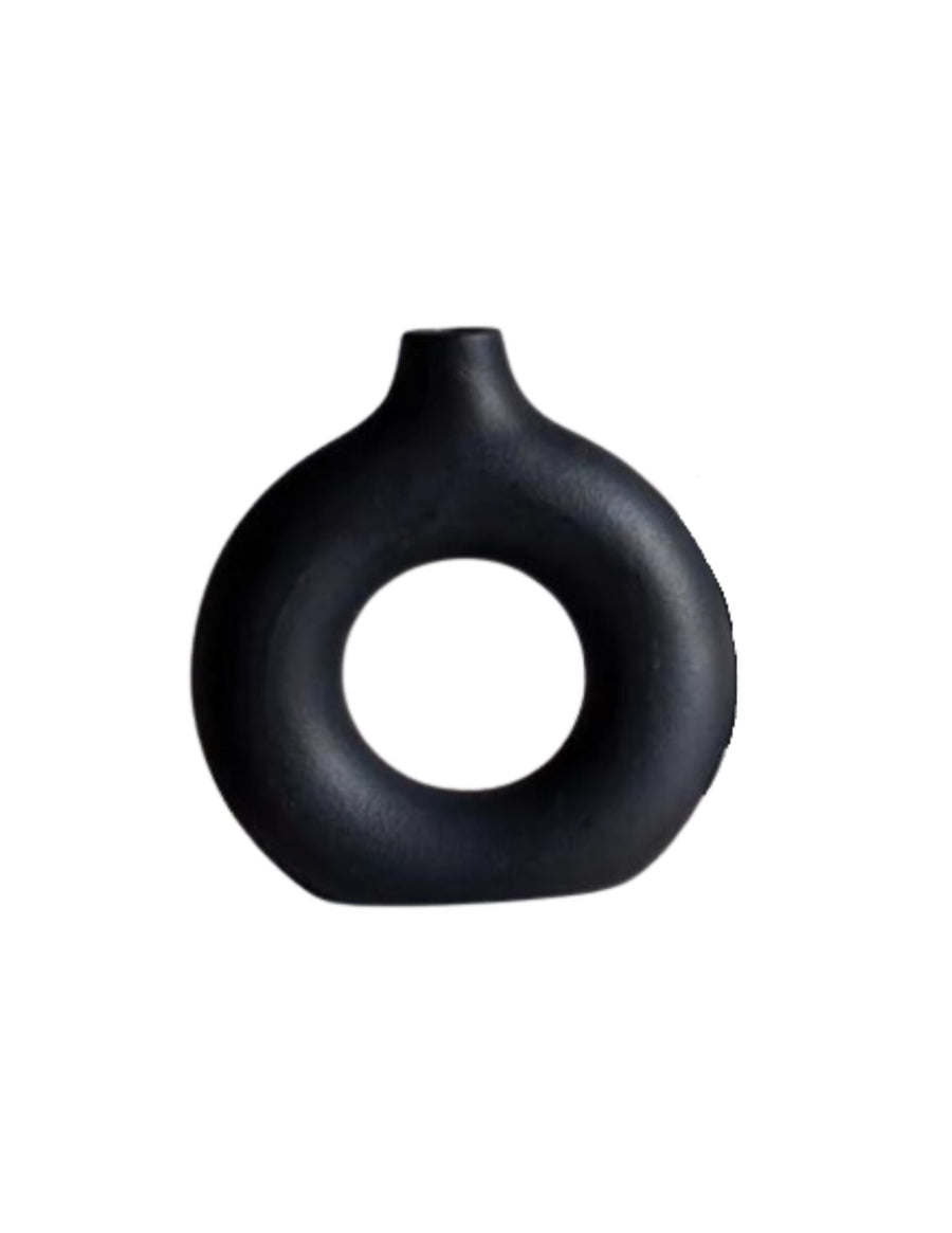 Black Ceramic Loop Vase