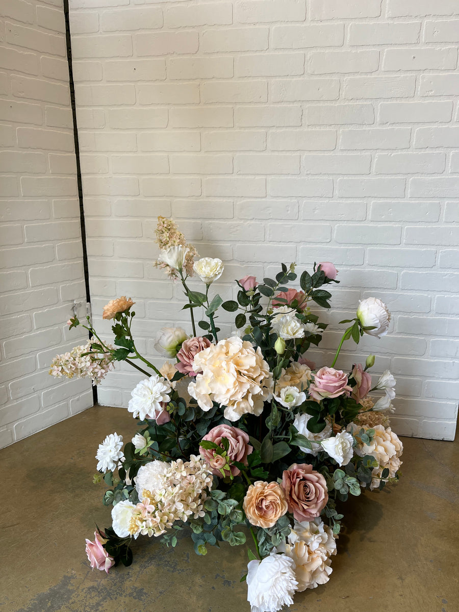 SILK Daphne Arrangement - Peach, Pink, White & Green