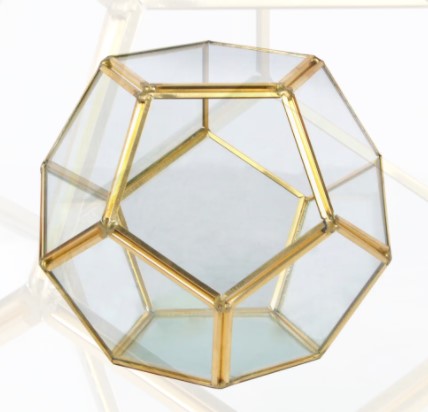 Geo Decagon Gold & Glass Votive Holders