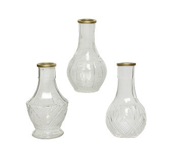 Bud Vases - Relief Vases with Gold Lip