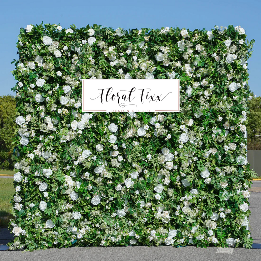 White & Green Flower Wall